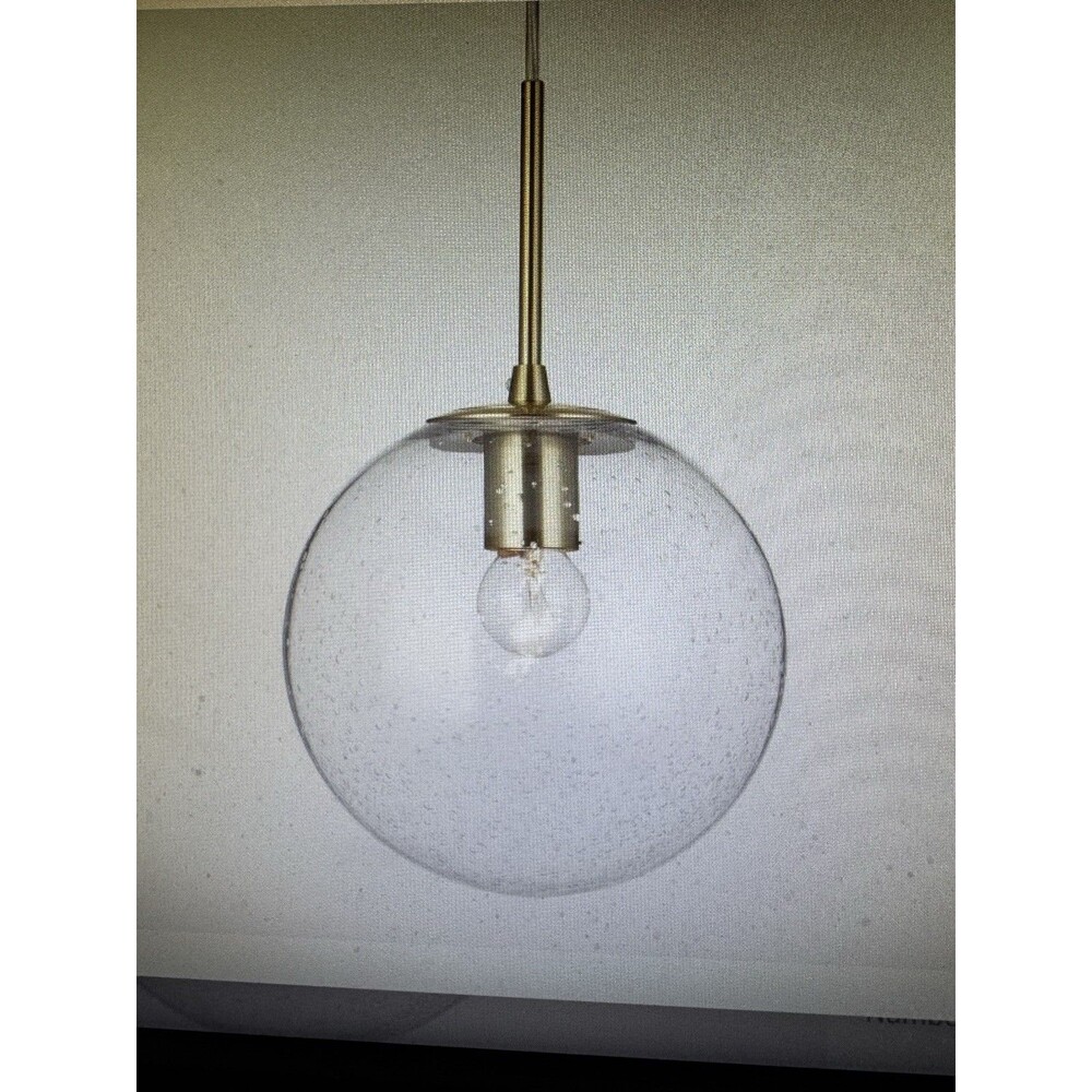 12inch Modern Gold Kitchen Pendant Light, Seeded Glass, Farmhouse Island Lig